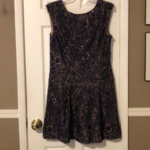 Cece navy and rose gold lace slvls dress